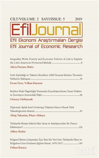 Picture of Efil Ekonomi Araştırmaları Dergisi Cilt: 2 Sayı: 5